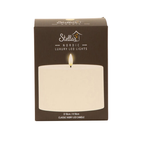 Stellar Haus Classic Ivory Pillar Indoor LED Candle With Timer  10x10cm